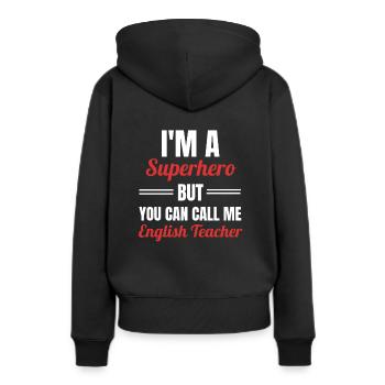 England Englisch Lehrer Lehramt Linguistik - Frauen Premium Bio Hoodie - Schwarz - Hinten - Julia (174cm)