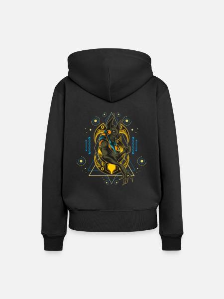 Anubis Or Vintage Egypte - Sweat à capuche Premium bio Femme - noir