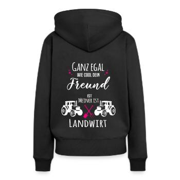 Mein Freund ist Landwirt - Frauen Premium Bio Hoodie - Schwarz - Hinten - Julia (174cm)