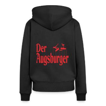 Der Augsburger - Frauen Premium Bio Hoodie - Schwarz - Hinten - Julia (174cm)