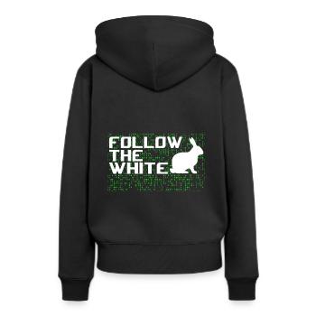 Suivez le lapin blanc! - Sweat à capuche Premium bio Femme - noir - Dos - Julia (174cm)