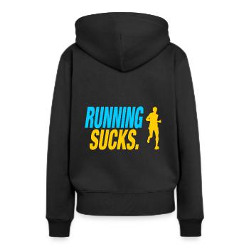 Running Sucks - Frauen Premium Bio Hoodie - Schwarz - Hinten - Julia (174cm)