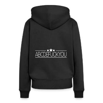 abc va te faire foutre - Sweat à capuche Premium bio Femme - noir - Dos - Julia (174cm)