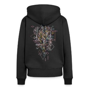 Abstrakt Grafik "Karo" - Frauen Premium Bio Hoodie - Schwarz - Hinten - Julia (174cm)