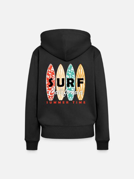 Surf surf surf surf surfista surfista regalo - Sudadera con capucha prémium ecológica para mujer - negro