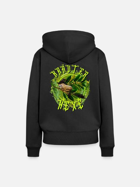 Kräuterhexe ErdnussHexe mit Besenstiel MRS-ERDNUSS - Frauen Premium Bio Hoodie - Schwarz