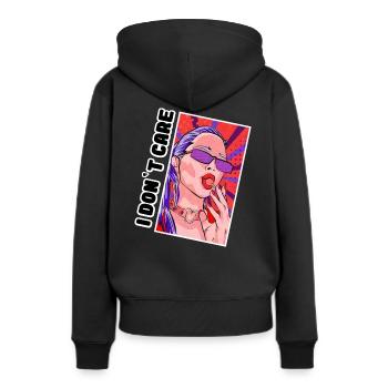 JE M’EN FOUS - Sweat à capuche Premium bio Femme - noir - Dos - Julia (174cm)
