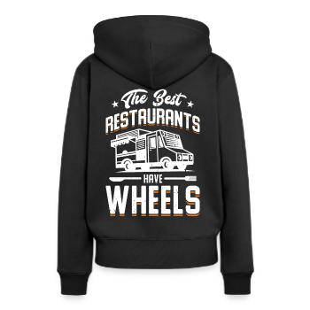 Les meilleurs restaurants ont des roues - Sweat à capuche Premium bio Femme - noir - Dos - Julia (174cm)