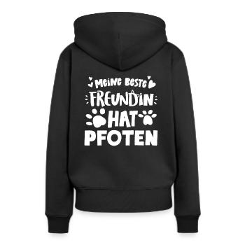 Meine beste Freundin hat Pfoten Katzen - Frauen Premium Bio Hoodie - Schwarz - Hinten - Julia (174cm)