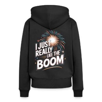 Pyrotechnie Feux d’artifice Pyrotechnie - Sweat à capuche Premium bio Femme - noir - Dos - Julia (174cm)