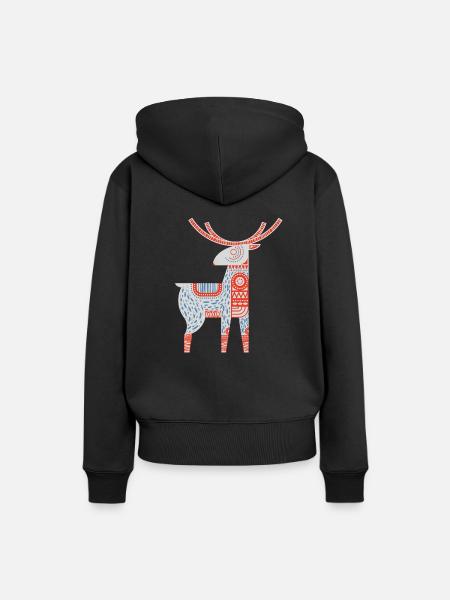 Reindeer Rentier - Frauen Premium Bio Hoodie - Schwarz
