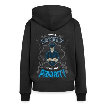 Sécurité - Sécurité - Sweat à capuche Premium bio Femme - noir - Dos - Julia (174cm)