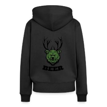 Lustiges Rotwild-Bären-Bier - Frauen Premium Bio Hoodie - Schwarz - Hinten - Julia (174cm)