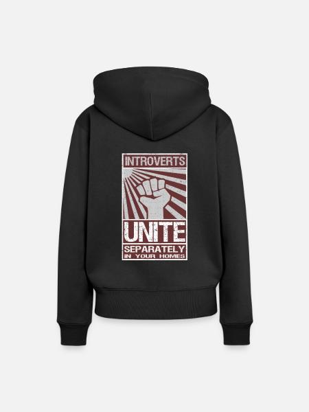 Introvertierte vereinigen sich - Frauen Premium Bio Hoodie - Schwarz