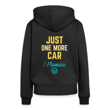 Nur noch ein Auto, das ich verspreche - Frauen Premium Bio Hoodie - Schwarz - Hinten - Julia (174cm)