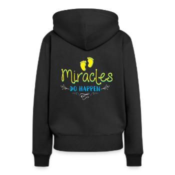 Les miracles se produisent - Sweat à capuche Premium bio Femme - noir - Dos - Julia (174cm)