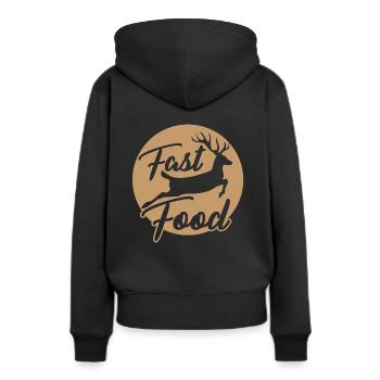 Fast food - Sweat à capuche Premium bio Femme - noir - Dos - Julia (174cm)