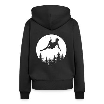 Mond Kletterer Klettern abseilen Geschenk Berge - Frauen Premium Bio Hoodie - Schwarz - Hinten - Julia (174cm)