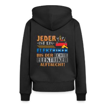 Jeder Ist Ein Elektriker Bis Der Echte Elektriker - Frauen Premium Bio Hoodie - Schwarz - Hinten - Julia (174cm)
