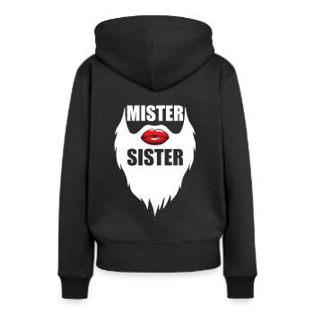 Mister Sister Bearded Men Red Lips Funny - Frauen Premium Bio Hoodie - Schwarz - Hinten - Julia (174cm)