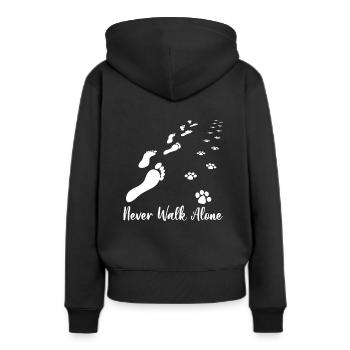Never Walk Alone Dog Lovers Footprints - Frauen Premium Bio Hoodie - Schwarz - Hinten - Julia (174cm)
