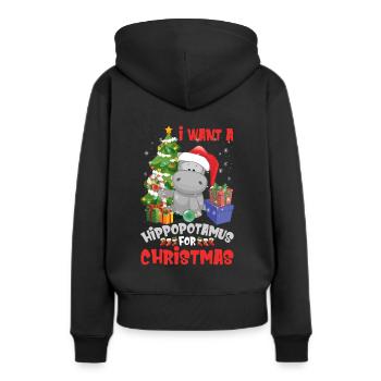 I Want A Hippopotamus For Christmas Funny - Frauen Premium Bio Hoodie - Schwarz - Hinten - Julia (174cm)