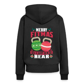 Merry Fitmas Happy New Rear Funny Fitness Lovers - Frauen Premium Bio Hoodie - Schwarz - Hinten - Julia (174cm)