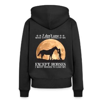 Je veux que le cheval m'aime - Sweat à capuche Premium bio Femme - noir - Dos - Julia (174cm)