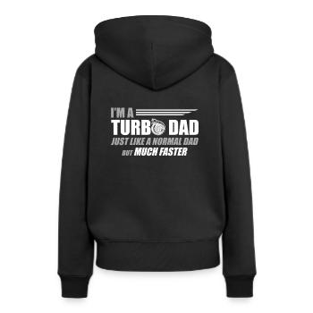 I'm A Turbo Dad Just Like A Normal Dad - Frauen Premium Bio Hoodie - Schwarz - Hinten - Julia (174cm)