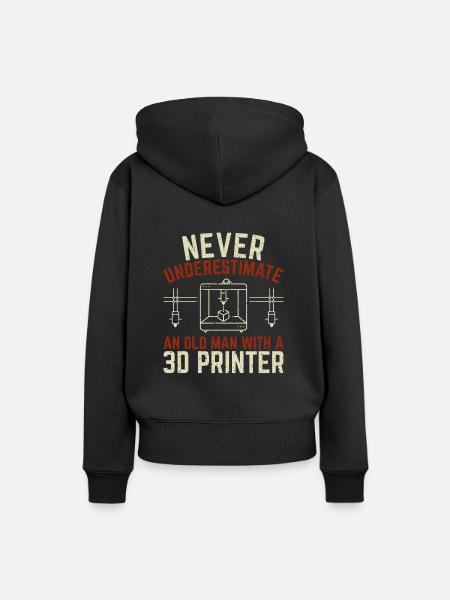 Alter Mann 3D Drucker Geschenk - Frauen Premium Bio Hoodie - Schwarz