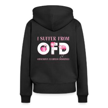 I Suffer From OFD Obsessive Flamingo Disorder - Frauen Premium Bio Hoodie - Schwarz - Hinten - Julia (174cm)