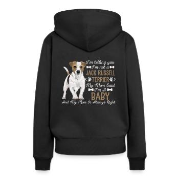 Jack Russell Dog Mom T Shirt - Frauen Premium Bio Hoodie - Schwarz - Hinten - Julia (174cm)