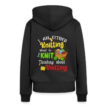 Tricoter pour tricoter Penser au tricot - Sweat à capuche Premium bio Femme - noir - Dos - Julia (174cm)