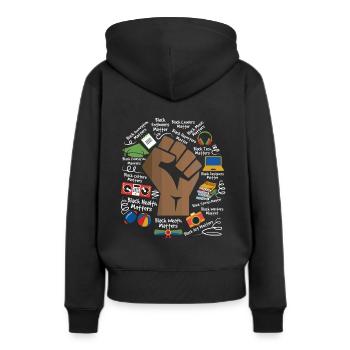 T-shirt noir Power Black History Month Fist - Sweat à capuche Premium bio Femme - noir - Dos - Julia (174cm)