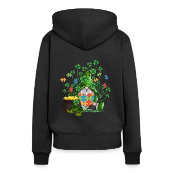Autism Gnome Irish Gold Coin Pot Puzzle Heart - Women’s Premium Organic Hoodie - black - Back - Julia (174cm)