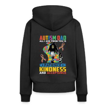 Autism Dad Patience Kindness Acceptance - Frauen Premium Bio Hoodie - Schwarz - Hinten - Julia (174cm)