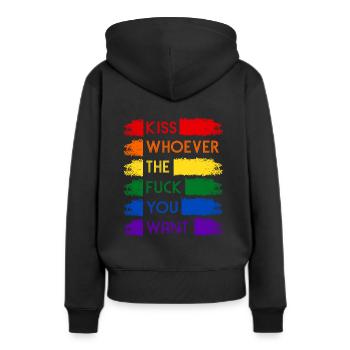 Kiss Whoever June Pride Month - Sweat à capuche Premium bio Femme - noir - Dos - Julia (174cm)