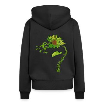 Sunflower Mental Health Awareness Dépression - Sweat à capuche Premium bio Femme - noir - Dos - Julia (174cm)