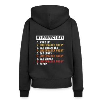 Underwater Rugby Perfect Day Wassersport - Frauen Premium Bio Hoodie - Schwarz - Hinten - Julia (174cm)