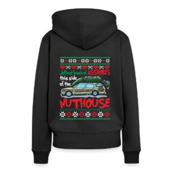 Jolliest Bunch Of Assholes Side Of The Nuthouse - Frauen Premium Bio Hoodie - Schwarz - Hinten - Julia (174cm)