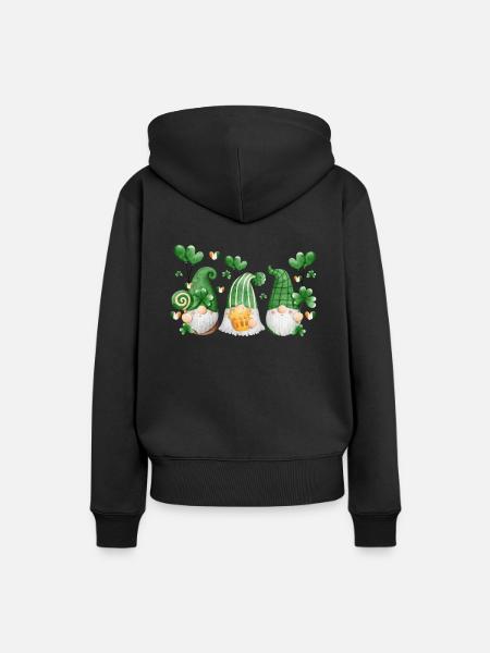 Gnome Irish Lucky Beer Drinking - Frauen Premium Bio Hoodie - Schwarz