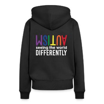 Autism Seeing The World Differently - Frauen Premium Bio Hoodie - Schwarz - Hinten - Julia (174cm)