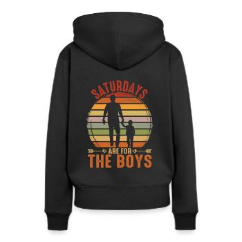 Les samedis sont pour les garçons Vintage Retro - Sweat à capuche Premium bio Femme - noir - Dos - Julia (174cm)