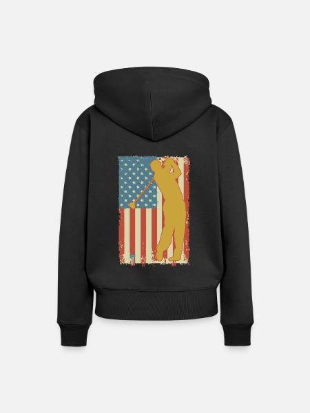 Golfing American Flag - Frauen Premium Bio Hoodie - Schwarz