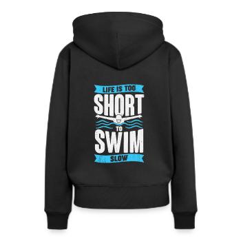 Schwimmen Schwimmsport Sportler Schwimmer Geschenk - Frauen Premium Bio Hoodie - Schwarz - Hinten - Julia (174cm)