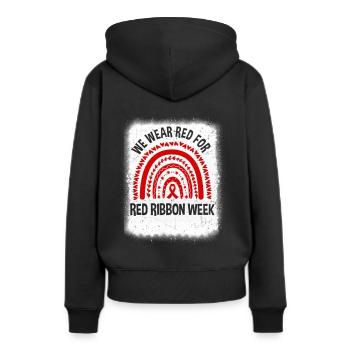 Red Ribbon Week We Wear Red Ribbon Week Awareness - Frauen Premium Bio Hoodie - Schwarz - Hinten - Julia (174cm)