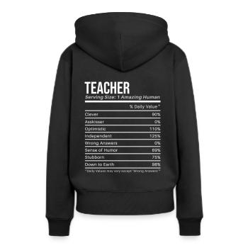 Valeurs nutritionnelles des enseignants Valeurs nutritionnelles amusantes - Sweat à capuche Premium bio Femme - noir - Dos - Julia (174cm)