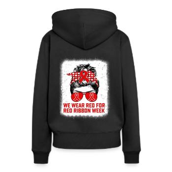 We Wear Red For Red Ribbon Week Awareness Teacher - Frauen Premium Bio Hoodie - Schwarz - Hinten - Julia (174cm)