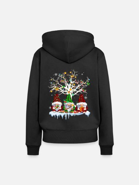 Gnomes Merry Christmas Light Family Gnome Xmas - Frauen Premium Bio Hoodie - Schwarz