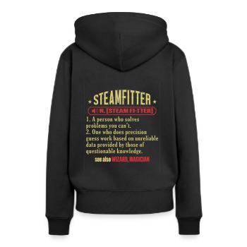 Installateur de vapeur Technicien de vapeur Monteur de vapeur - Sweat à capuche Premium bio Femme - noir - Dos - Julia (174cm)